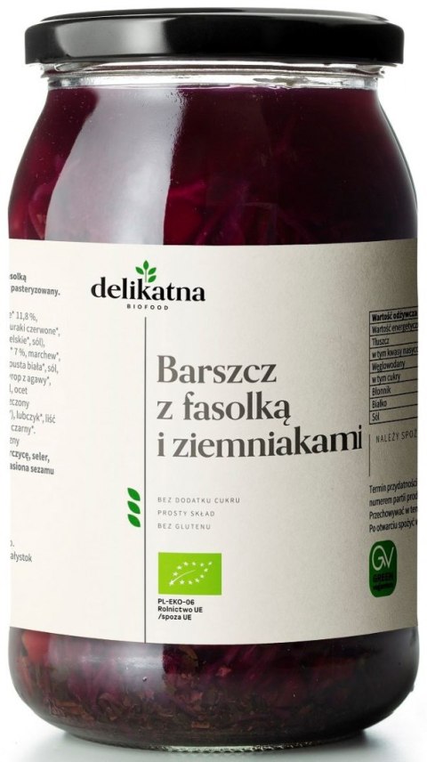 ZUPA BARSZCZ UKRAIŃSKI Z FASOLKĄ I ZIEMNIAKAMI BIO 900 ml - DELIKATNA