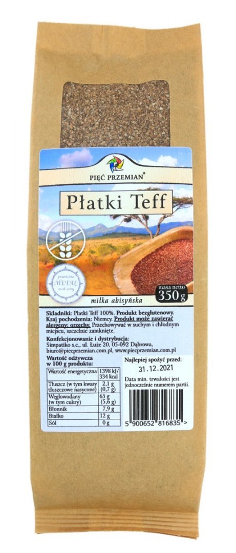 PŁATKI TEFF BEZGLUTENOWE 350 g - PIĘĆ PRZEMIAN