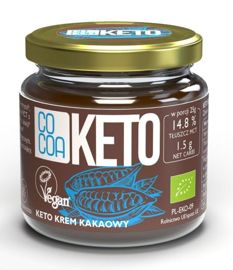 KREM MIGDAŁOWO - KAKAOWY Z OLEJEM MCT BEZ DODATKU CUKRU BEZGLUTENOWY KETO BIO 200 g - COCOA