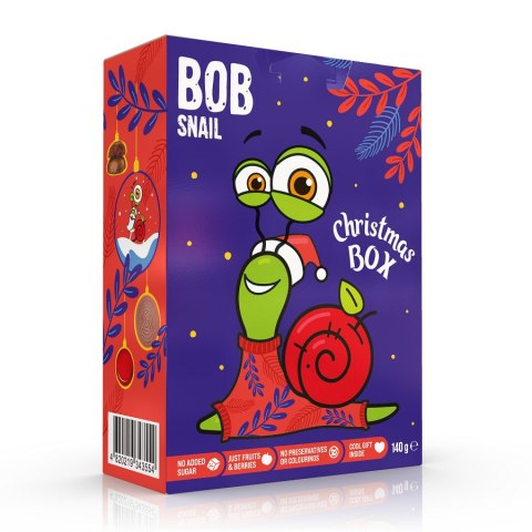 ZESTAW ŚWIĄTECZNY - PRZEKĄSKI OWOCOWE Z ZABAWKĄ I NAKLEJKĄ BEZ DODATKU CUKRÓW BEZGLUTENOWE 140 g - BOB SNAIL (PRODUKT SEZONOWY)