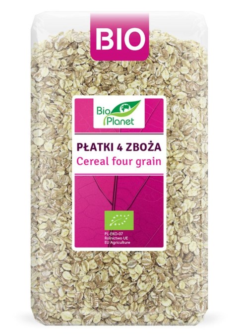 PŁATKI 4 ZBOŻA (ORKISZ, OWIES, JĘCZMIEŃ, ŻYTO) BIO 600 g - BIO PLANET