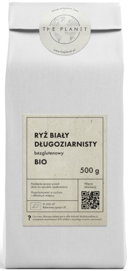 RYŻ BIAŁY DŁUGOZIARNISTY BEZGLUTENOWY BIO 500 g - THE PLANET