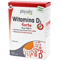 WITAMINA D3 25 µg (1000 j.m) FORTE 100 KAPSUŁEK - PHYSALIS