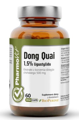 DZIĘGIEL CHIŃSKI (DONG QUAI) EKSTRAKT (500 mg) BEZGLUTENOWY 60 KAPSUŁEK - PHARMOVIT (CLEAN LABEL)