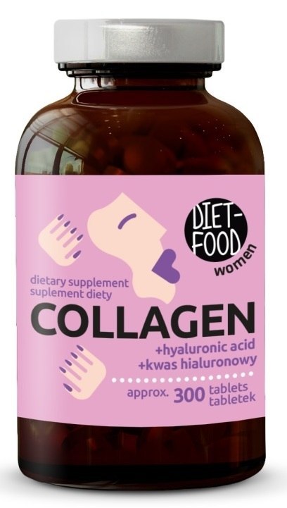 KOLAGEN + KWAS HIALURONOWY 300 TABLETEK - DIET-FOOD