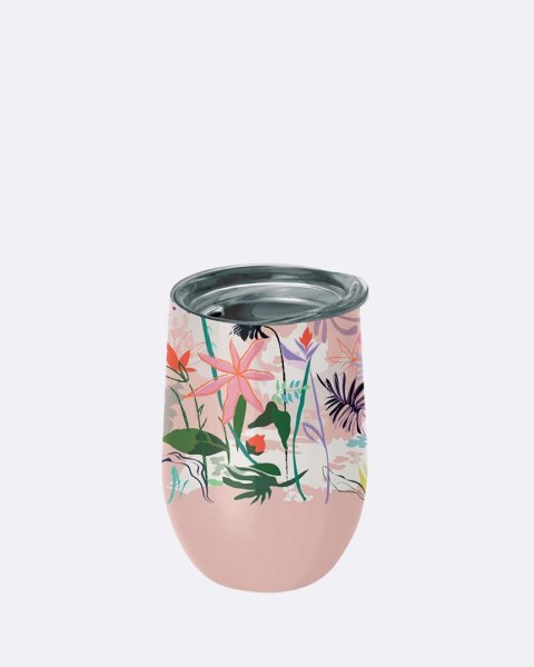 KUBEK TERMICZNY Z POKRYWKĄ KWIATY 420 ml - CHIC-MIC