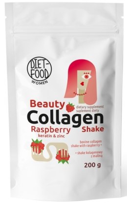 SHAKE KOLAGENOWY Z KERATYNĄ, CYNKIEM I MALINĄ W PROSZKU 200 g - DIET-FOOD (WOMEN)