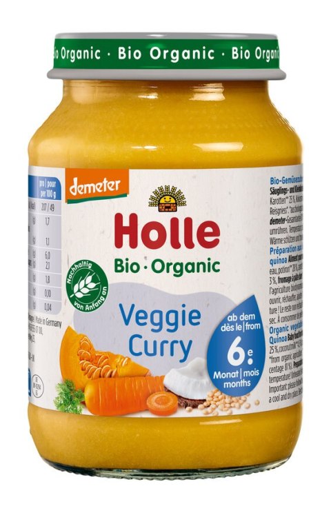 WARZYWNE CURRY BEZ DODATKU CUKRÓW BEZGLUTENOWE OD 6 MIESIĄCA DEMETER BIO 190 g (SŁOIK) - HOLLE