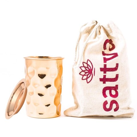 KUBEK MIEDZIANY DIAMOND Z POKRYWKĄ 350 ml - SATTVA (AYURVEDA)