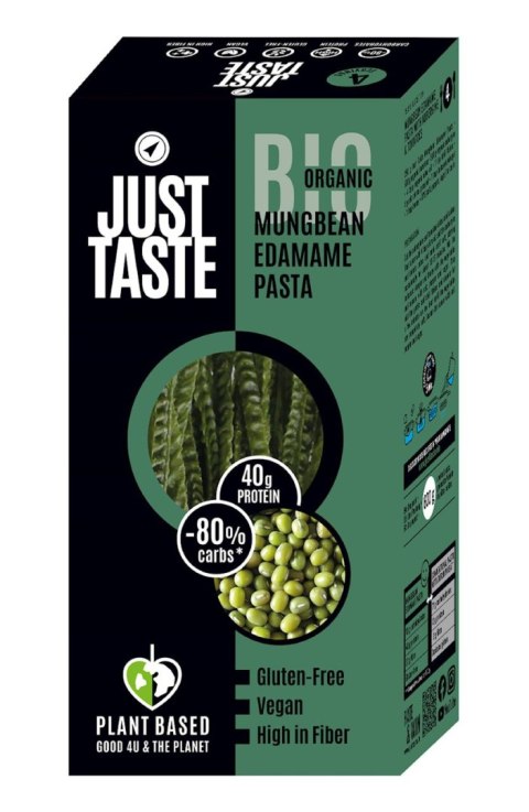 MAKARON PROTEINOWY (Z SOI EDAMAME I FASOLI MUNG) SPAGHETTI BEZGLUTENOWY BIO 250 g - JUST TASTE