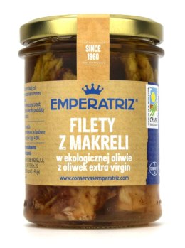MAKRELA FILETY W BIO OLIWIE Z OLIWEK EXTRA VIRGIN 180 g (120 g) (SŁOIK) - EMPERATRIZ