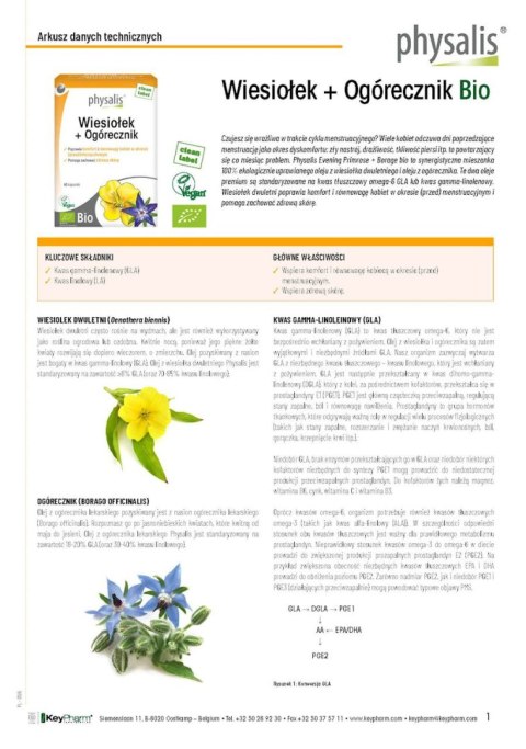 WIESIOŁEK + OGÓRECZNIK BIO 60 KAPSUŁEK - PHYSALIS