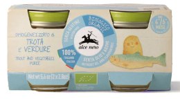 PSTRĄG Z WARZYWAMI BEZGLUTENOWY OD 4 MIESIĄCA BIO (2 x 80 g) 160 g - ALCE NERO