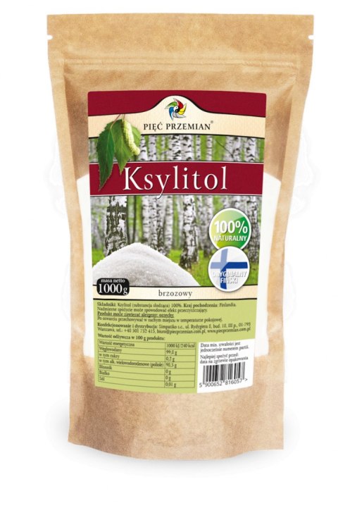 KSYLITOL 1 kg (TOREBKA PAPIEROWA) - PIĘĆ PRZEMIAN (FINLANDIA)